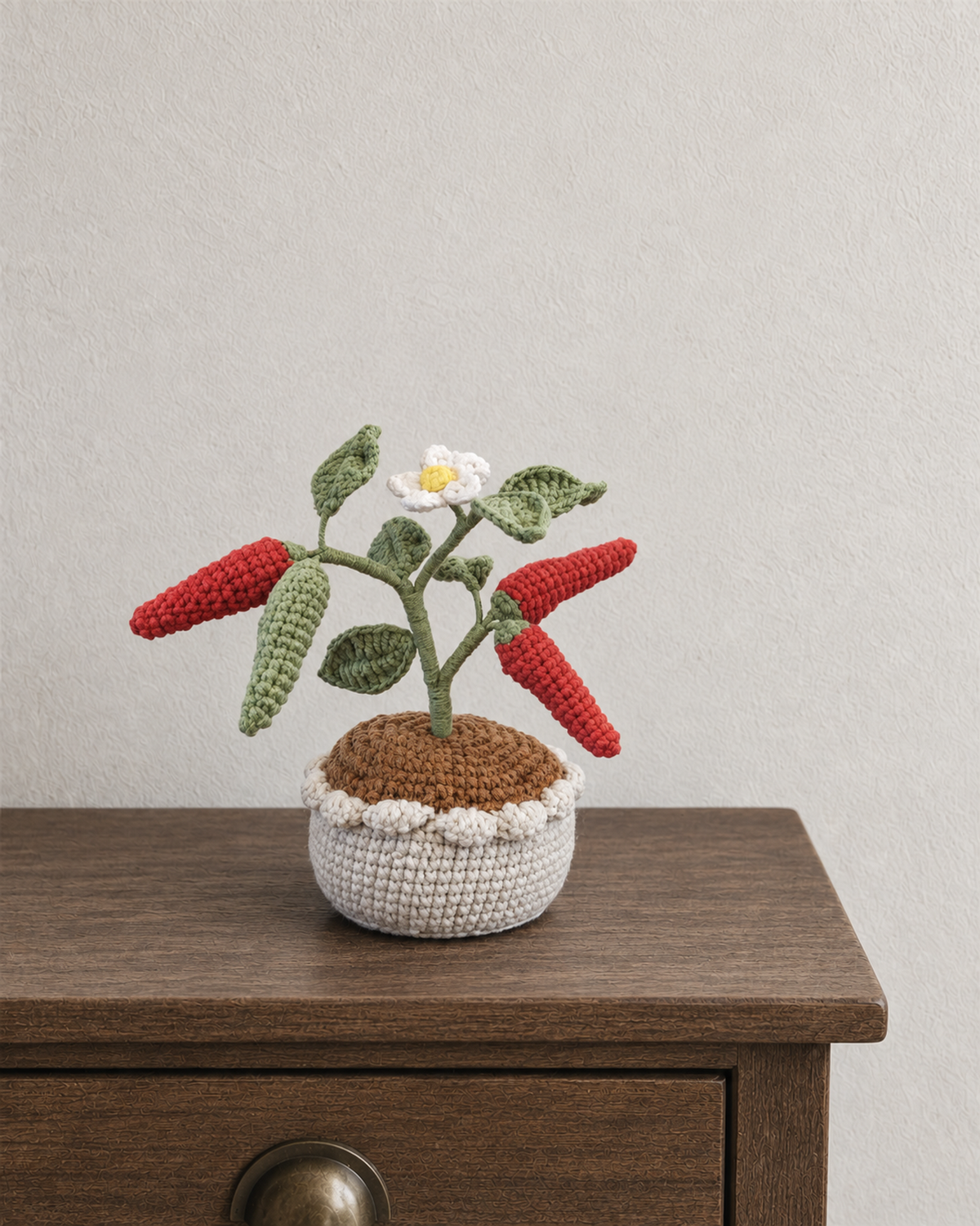 Chili Pepper Crochet Potted Plant