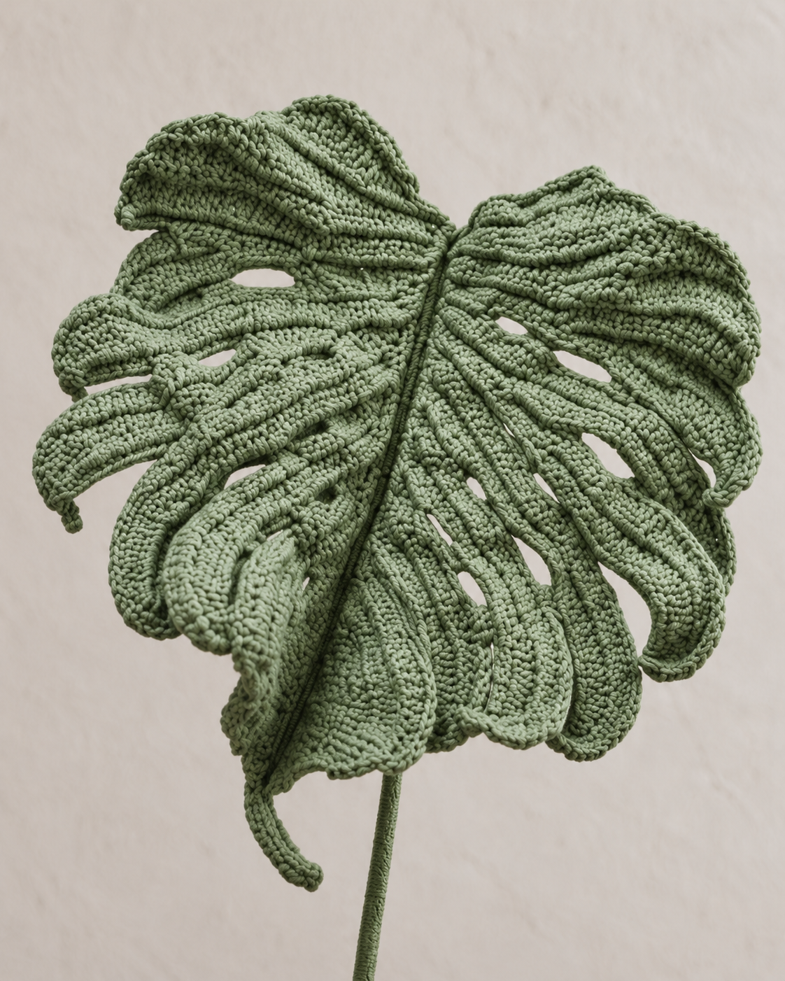 Luxury Monstera Crochet Leaf - Medium, Single Stem