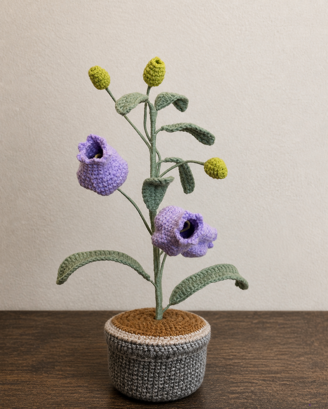 Purple Bellflower Crochet Potted Plant