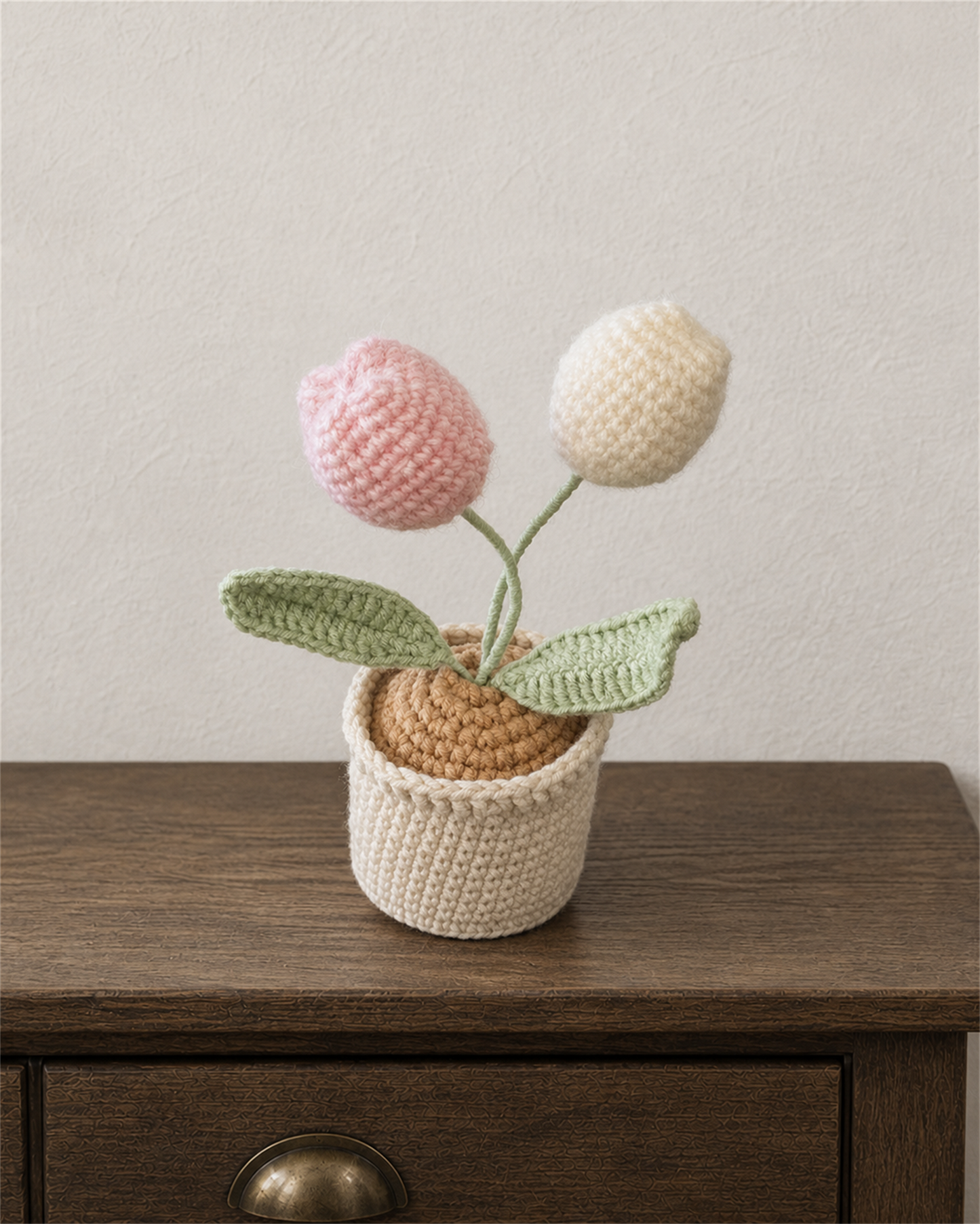 Two Tulip Crochet Potted Plant