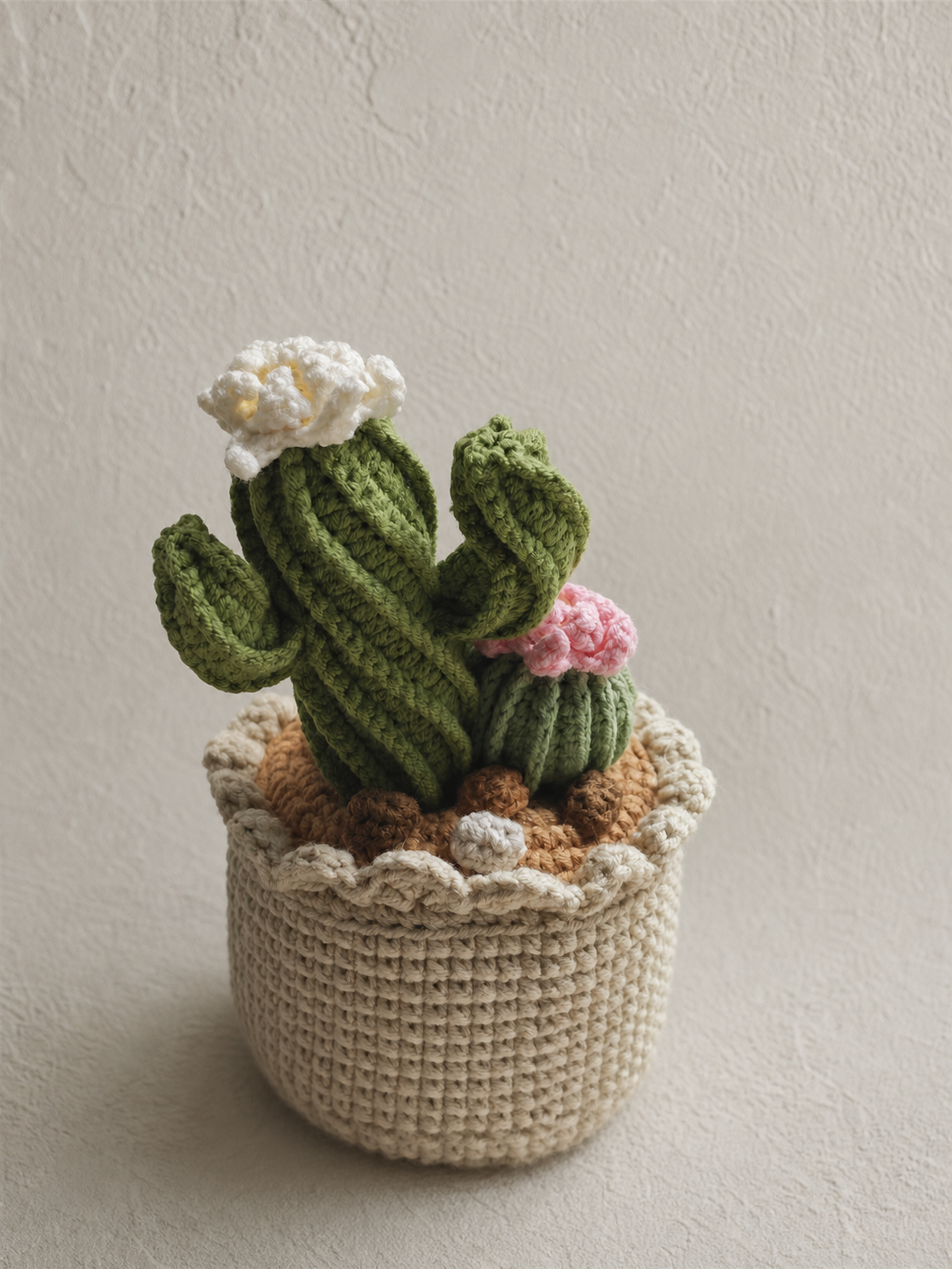 Cactus Duo Pink Flower – Round Pot