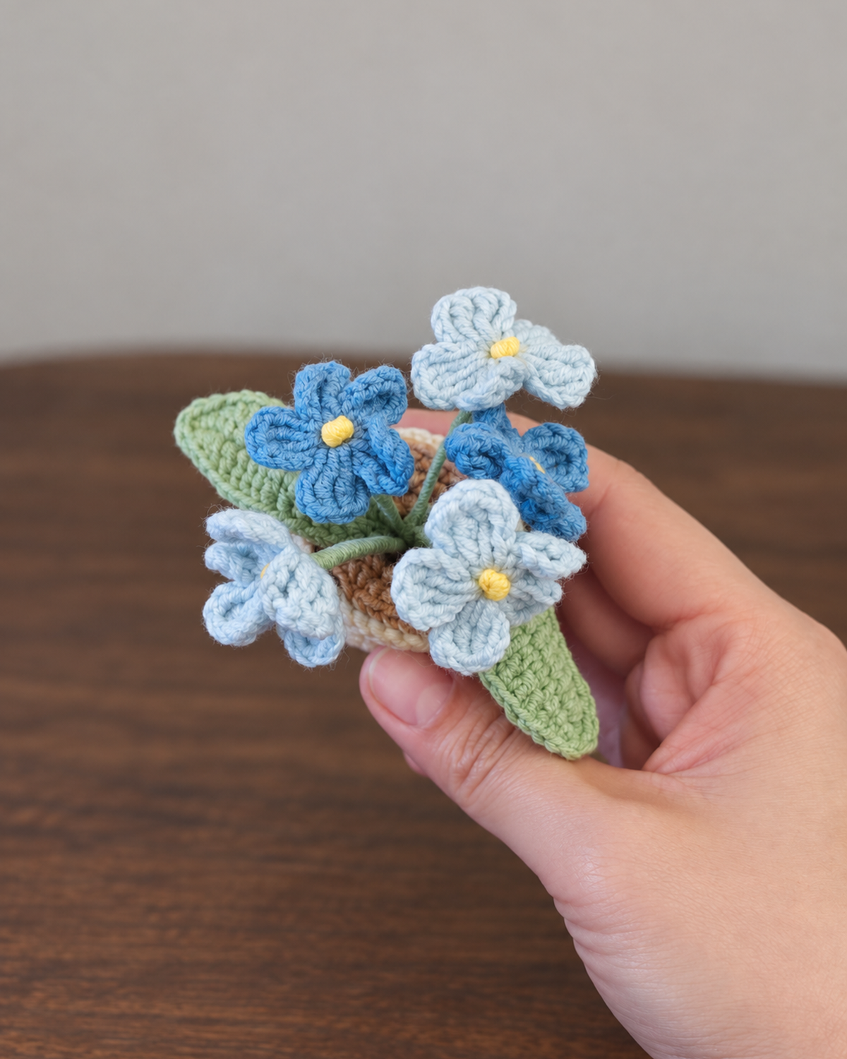 Blue Flower Bouquet Magnetic Mini Potted Plant