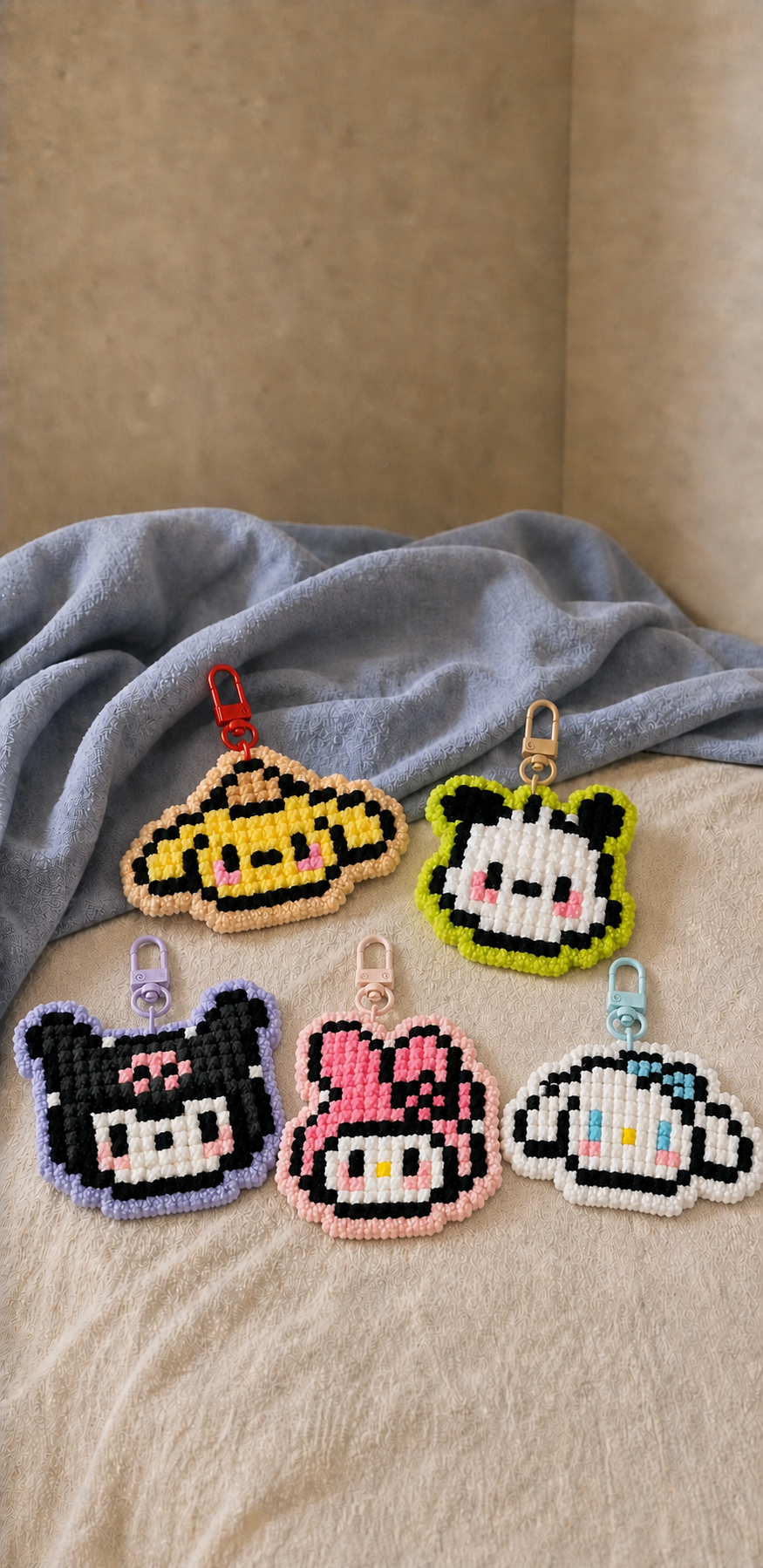 Pixel Character Crochet Keychain