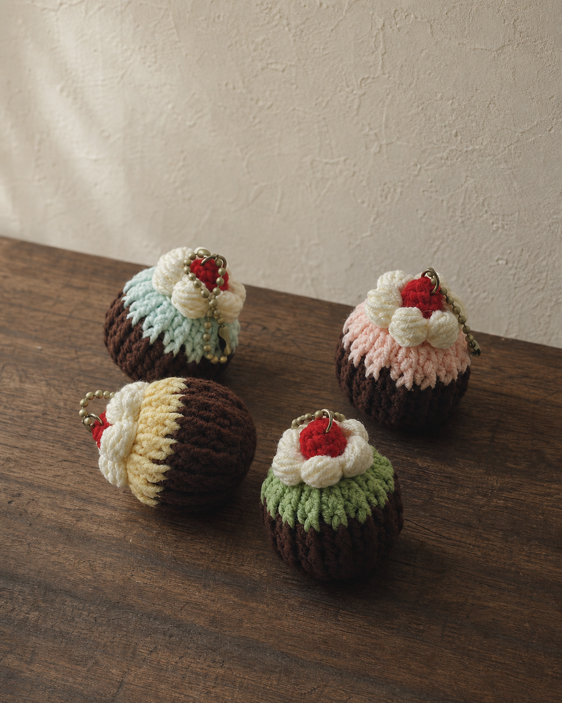 Mini Cupcake Crochet Keychain