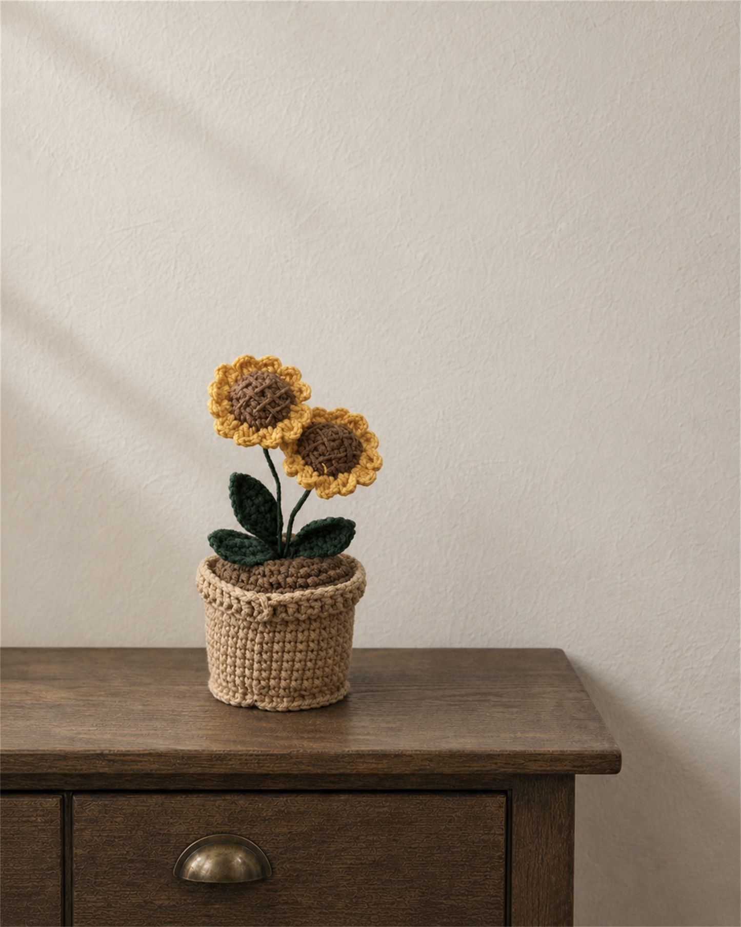 Small Double Sunflower Crochet Potted Plant