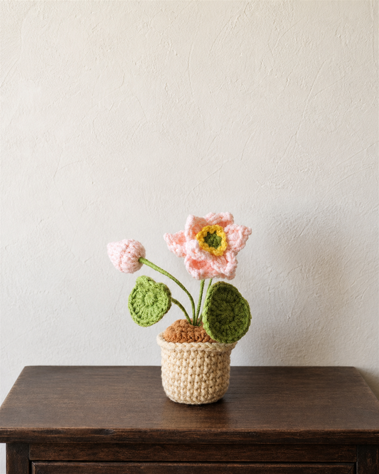 Pink Anemone Magnetic Mini Potted Plant
