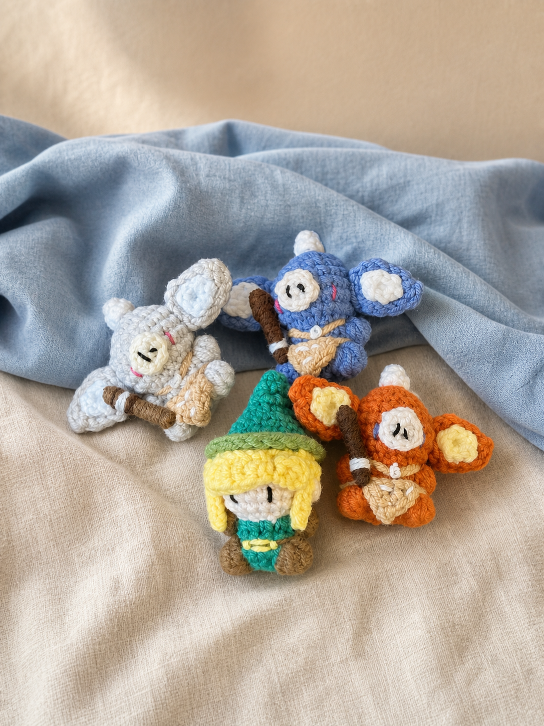 Cute Forest Quest Friends Crochet Keychain