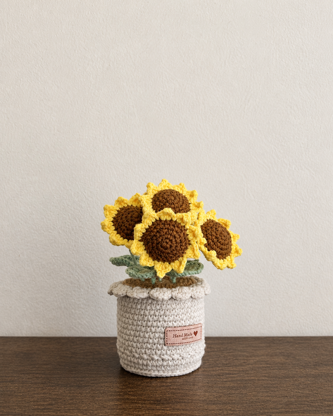 Four Sunflowers Crochet Potted Plant