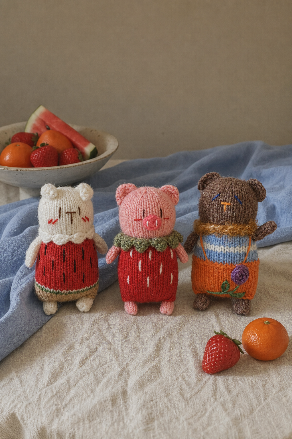 Fruit Friends Wool Crochet Keychain