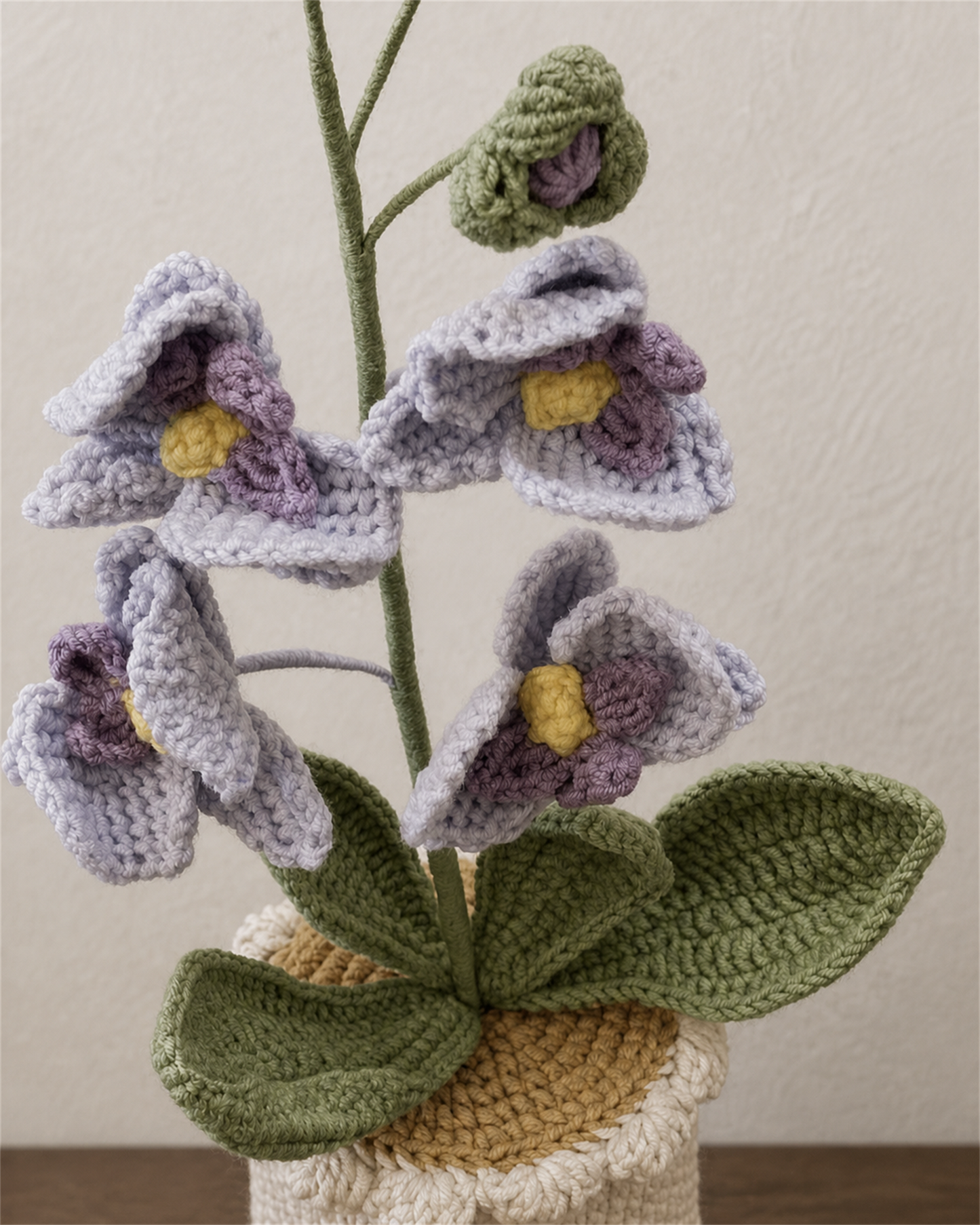Large Violet Phalaenopsis Crochet Potted Plant