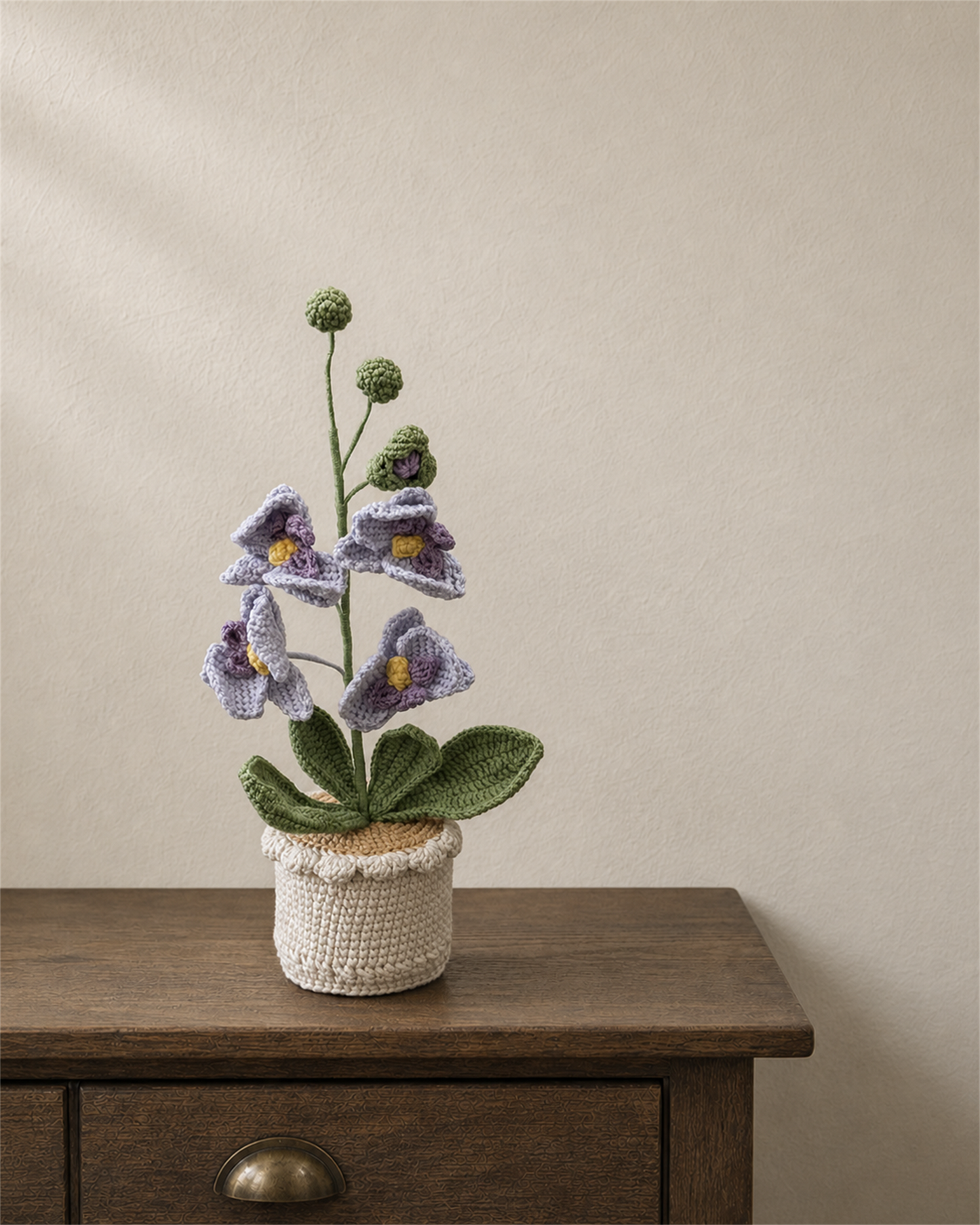 Large Violet Phalaenopsis Crochet Potted Plant