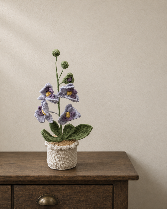 Large Violet Phalaenopsis Crochet Potted Plant