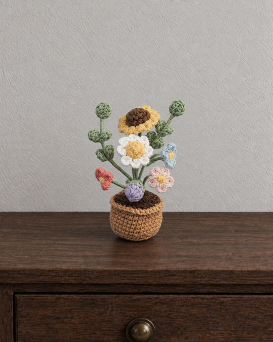 Meadow Flower Bouquet Magnetic Mini Potted Plant
