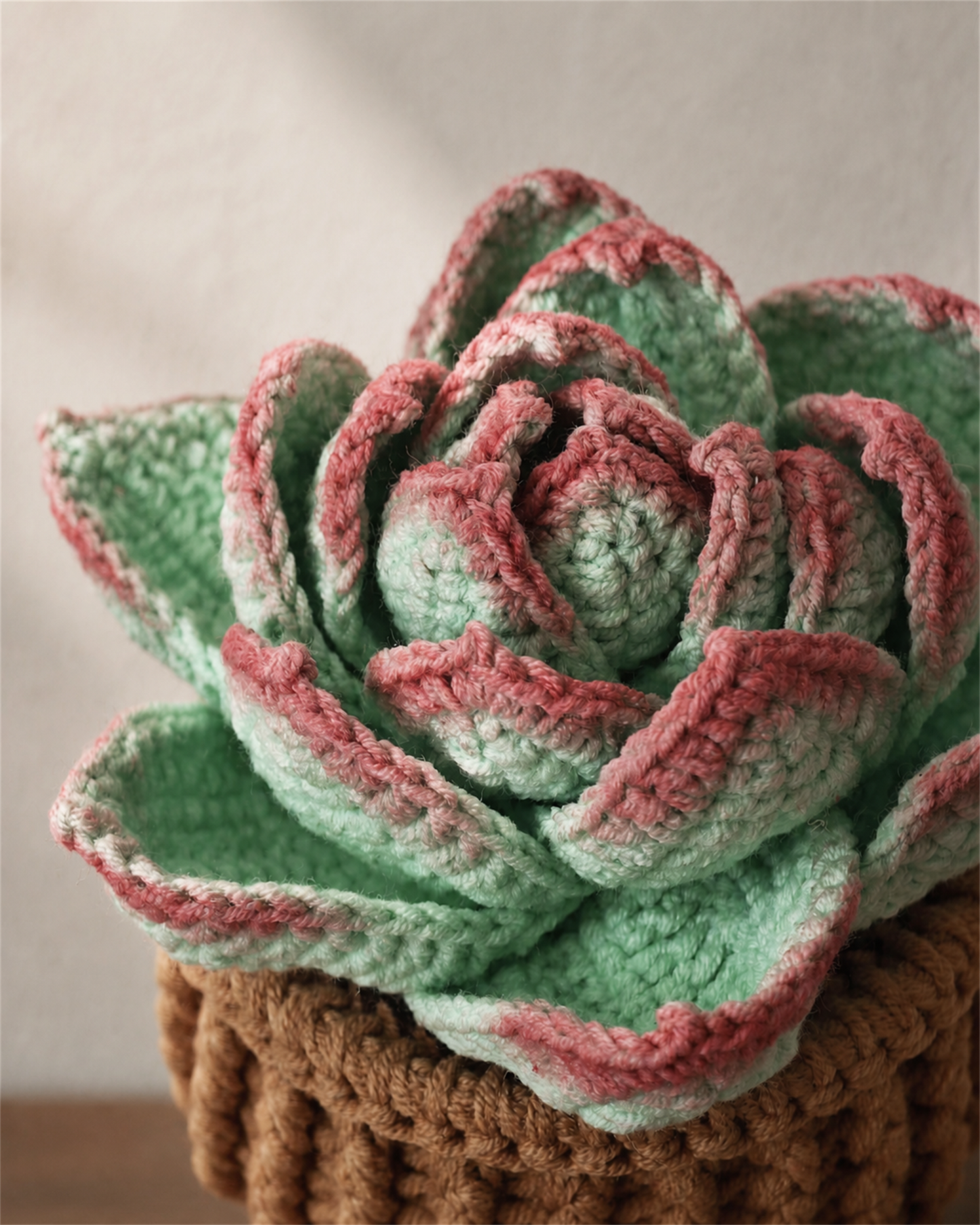 Hand-Crocheted Mint Rose Succulent