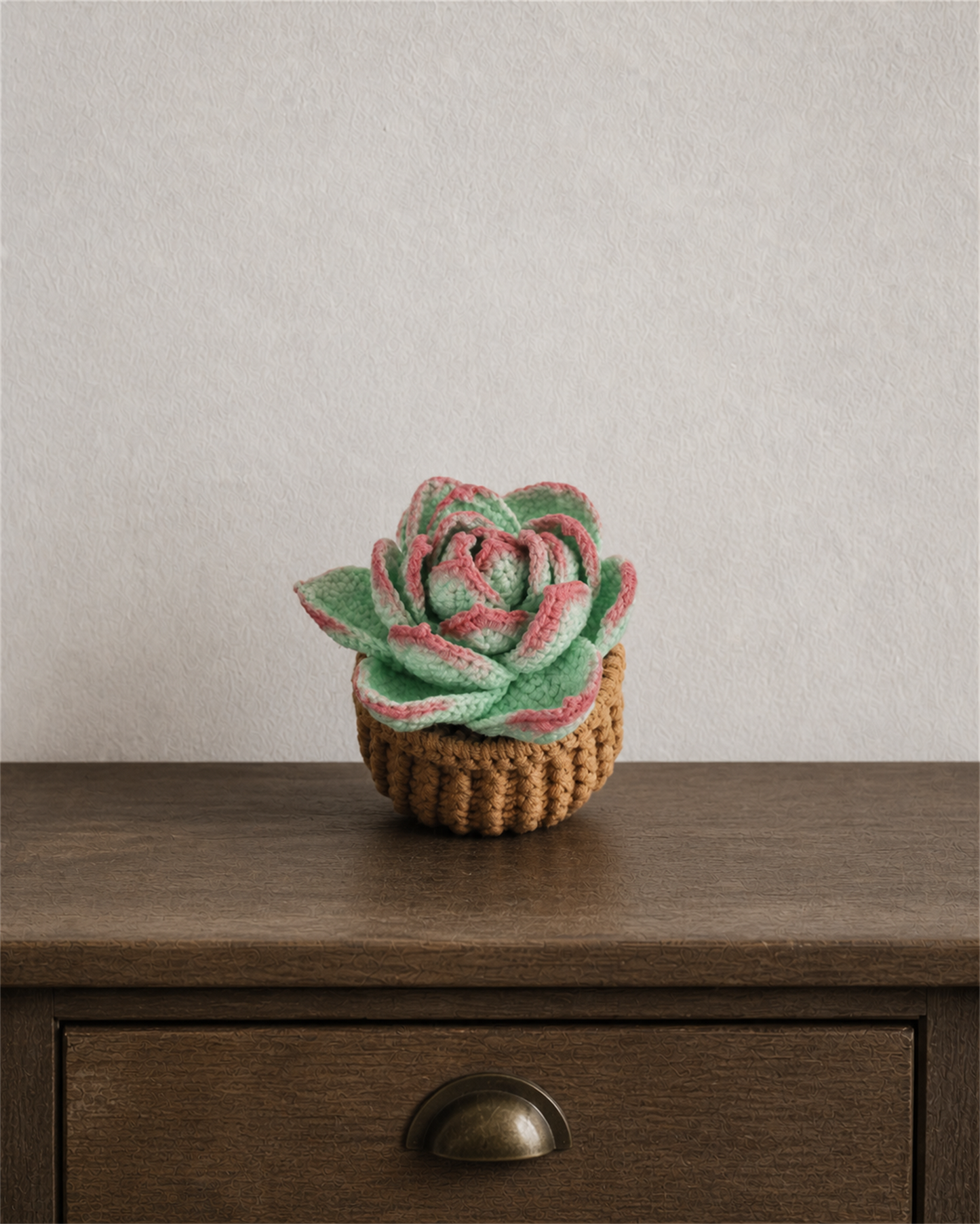 Hand-Crocheted Mint Rose Succulent