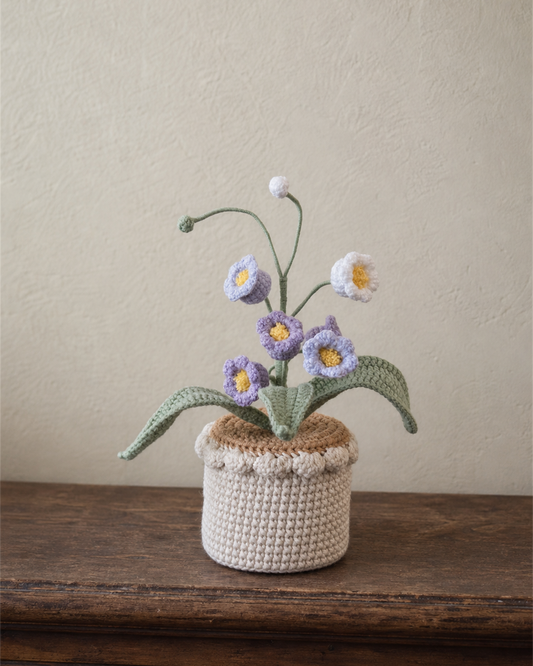 Mixed Purple & White Lily of the Valley Crochet Pot
