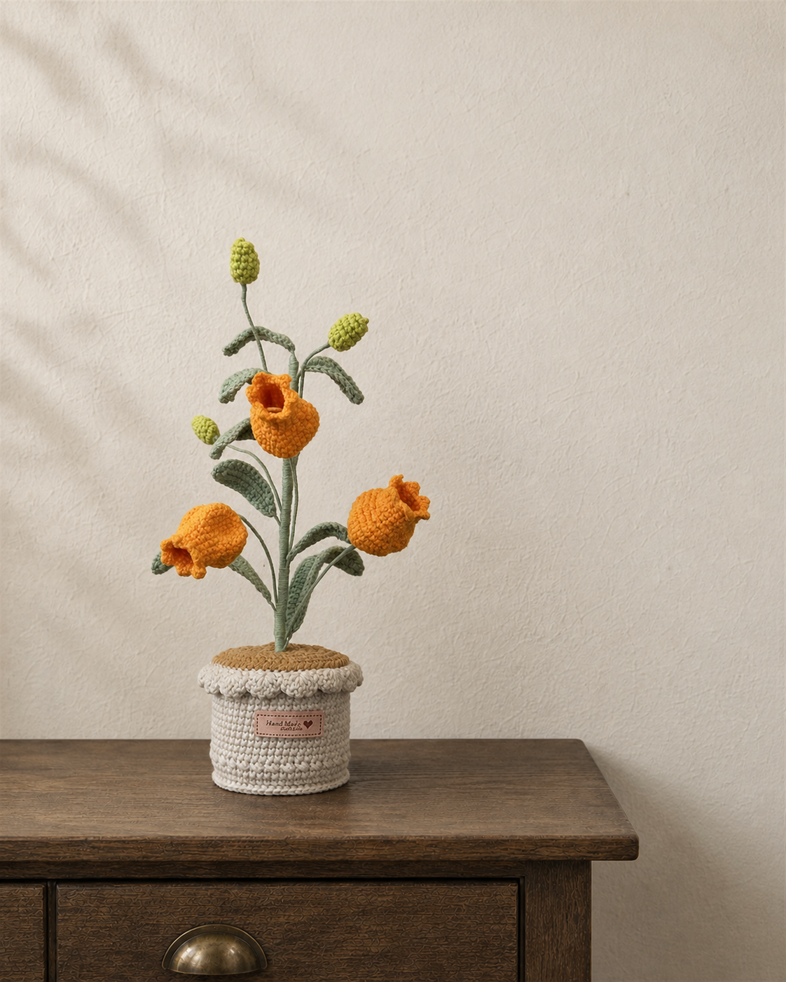 Orange Bloom Crochet Potted Plant