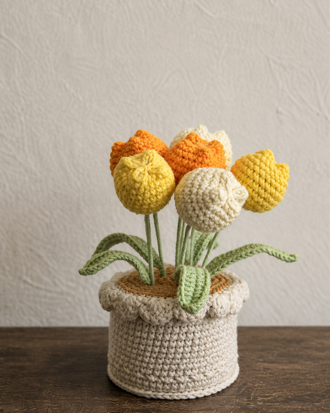 Orange & Cream Crochet Bloom Pot