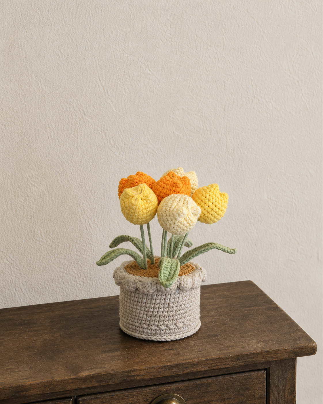 Orange & Cream Crochet Bloom Pot