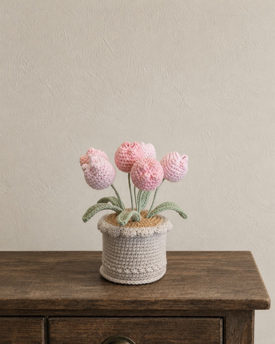 Pink Crochet Tulip Pot