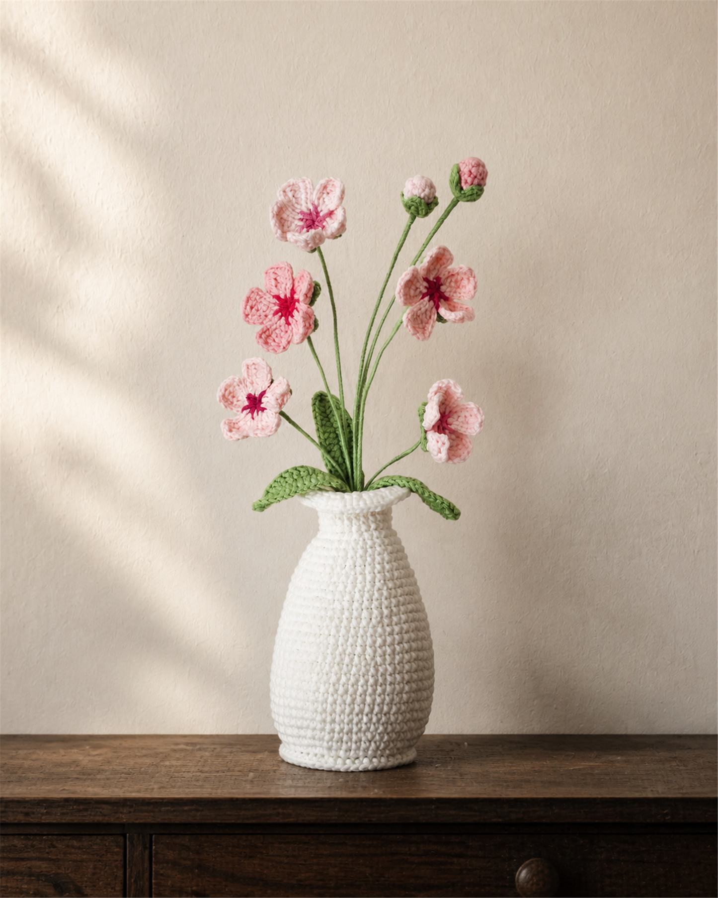 Pink Blossom Crochet Vase 31 cm