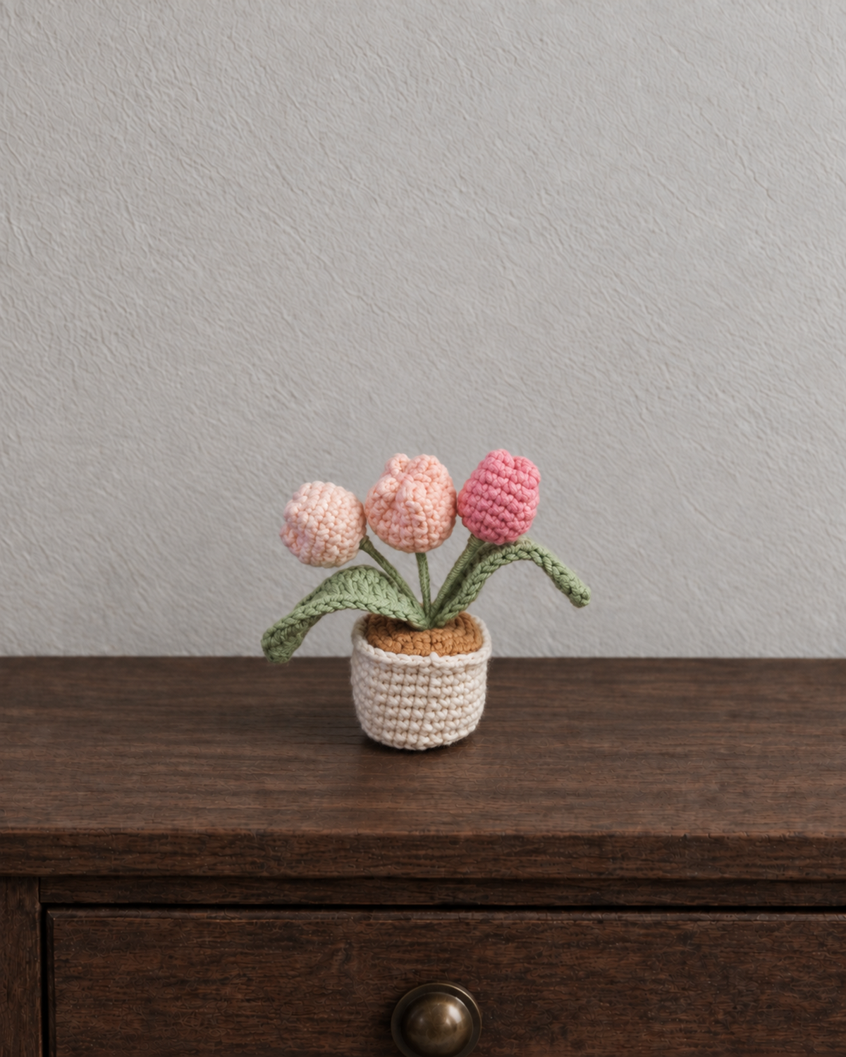 Pink Tulip Trio Magnetic Mini Potted Plant