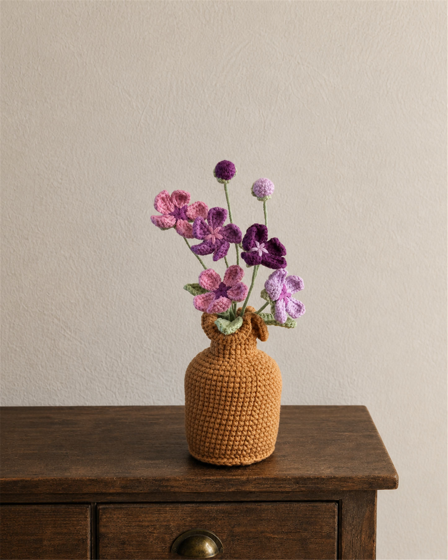 Purple Wildflower Crochet Vase