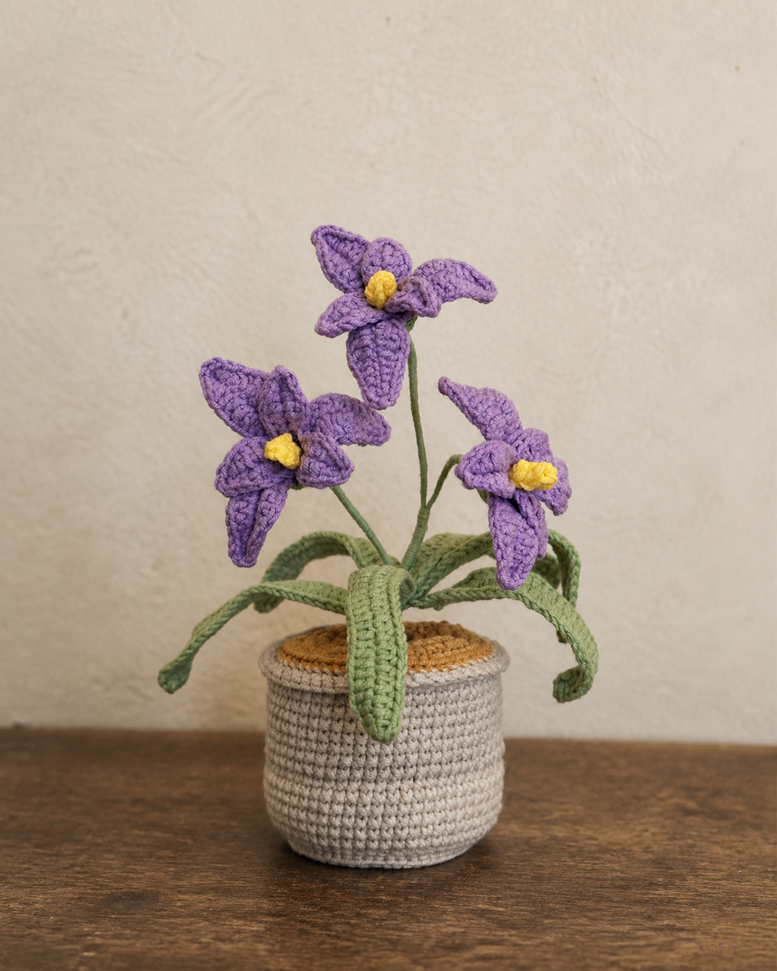 Purple Bloom Crochet Potted Plant