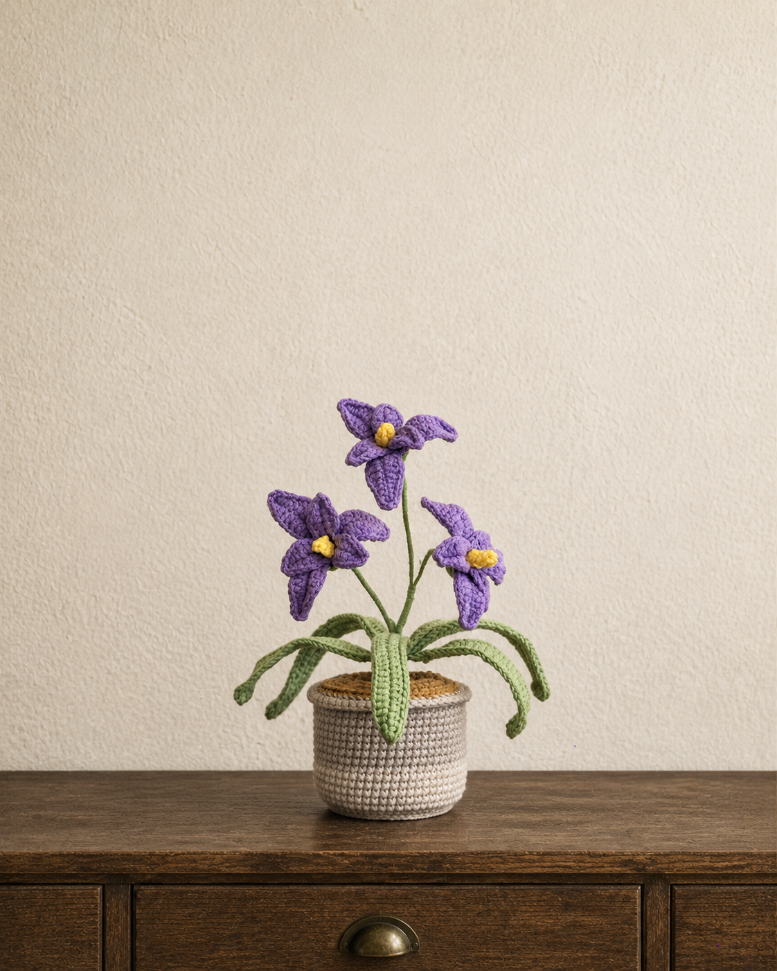 Purple Bloom Crochet Potted Plant