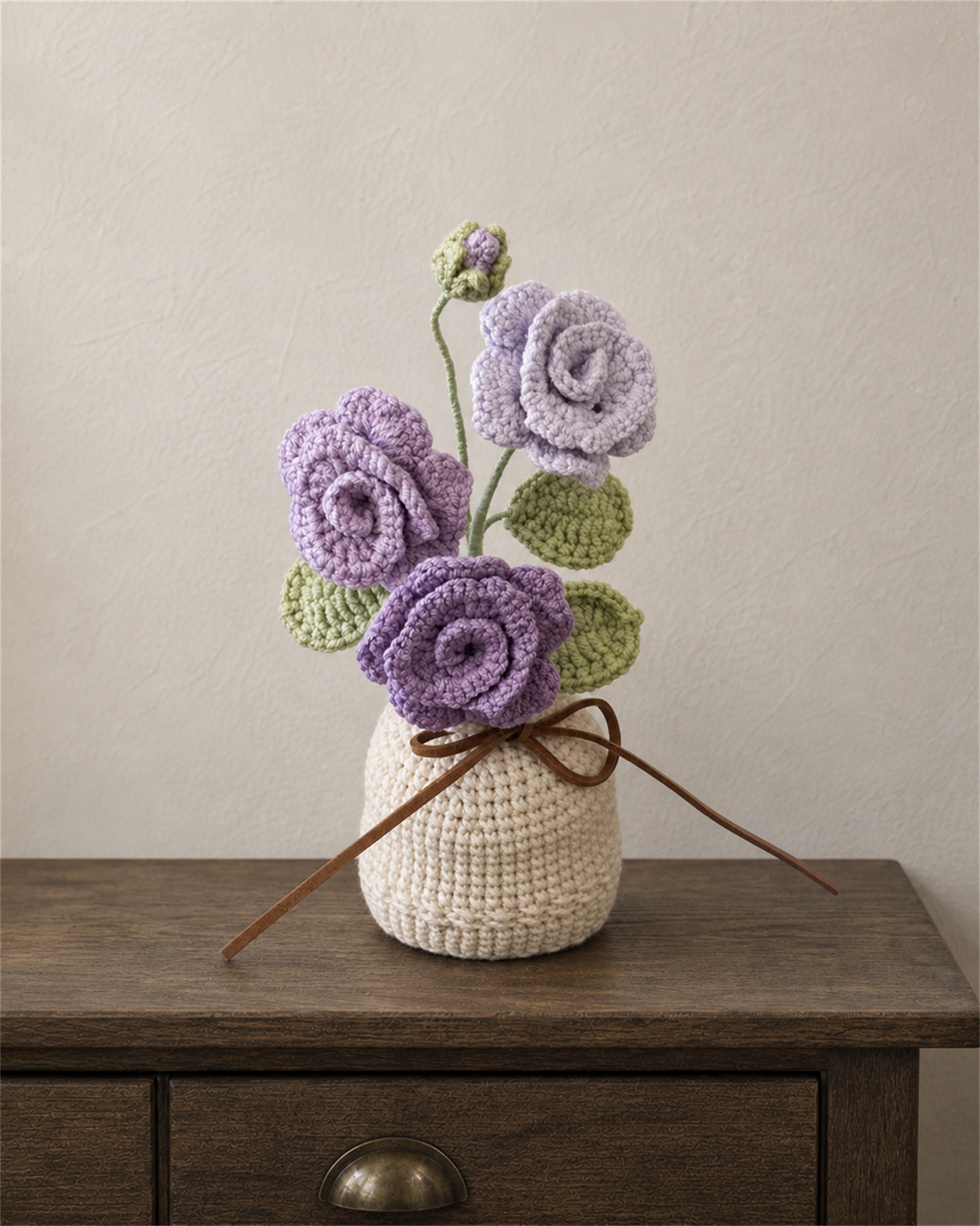 Purple Rose Crochet Vase