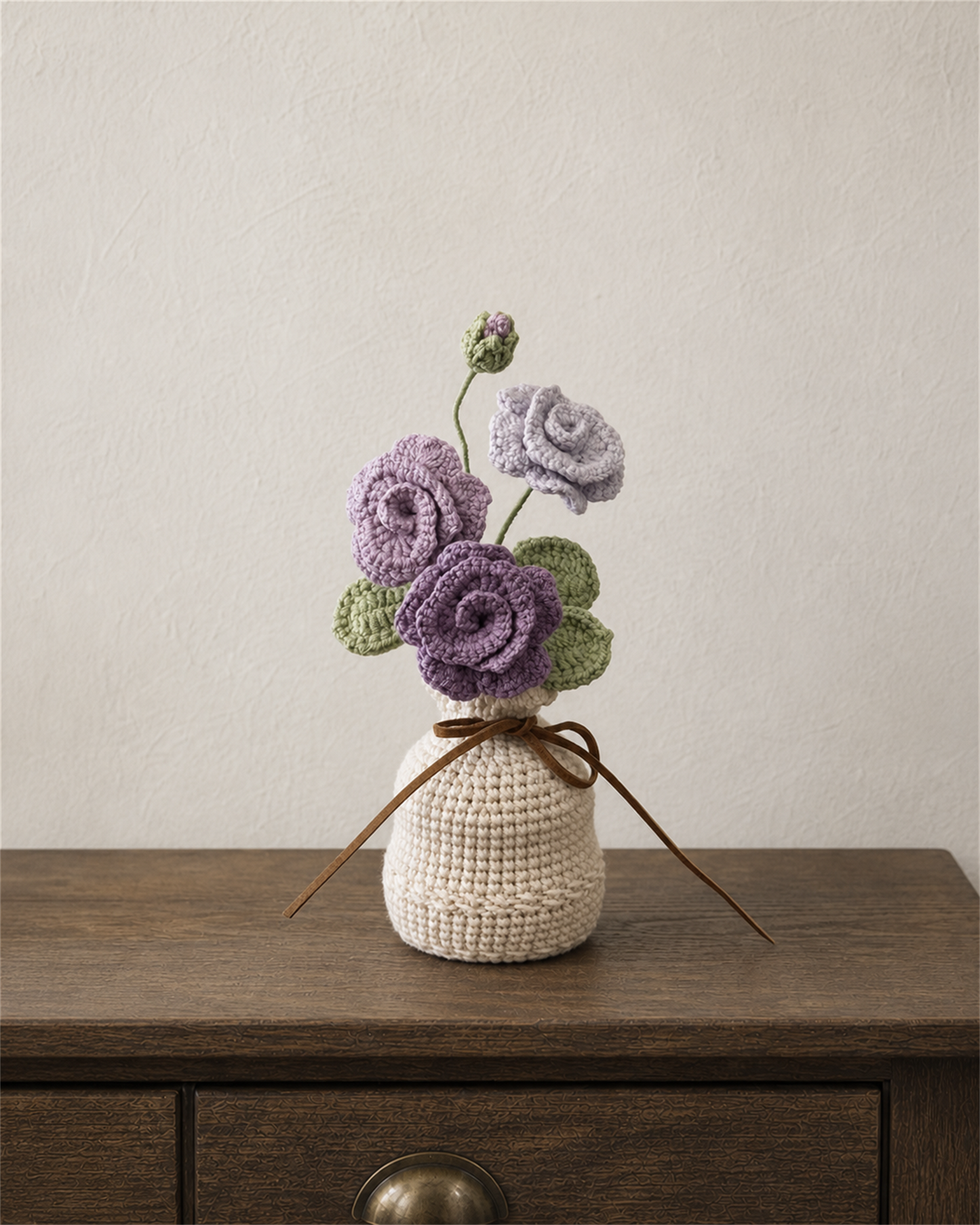 Purple Rose Crochet Vase