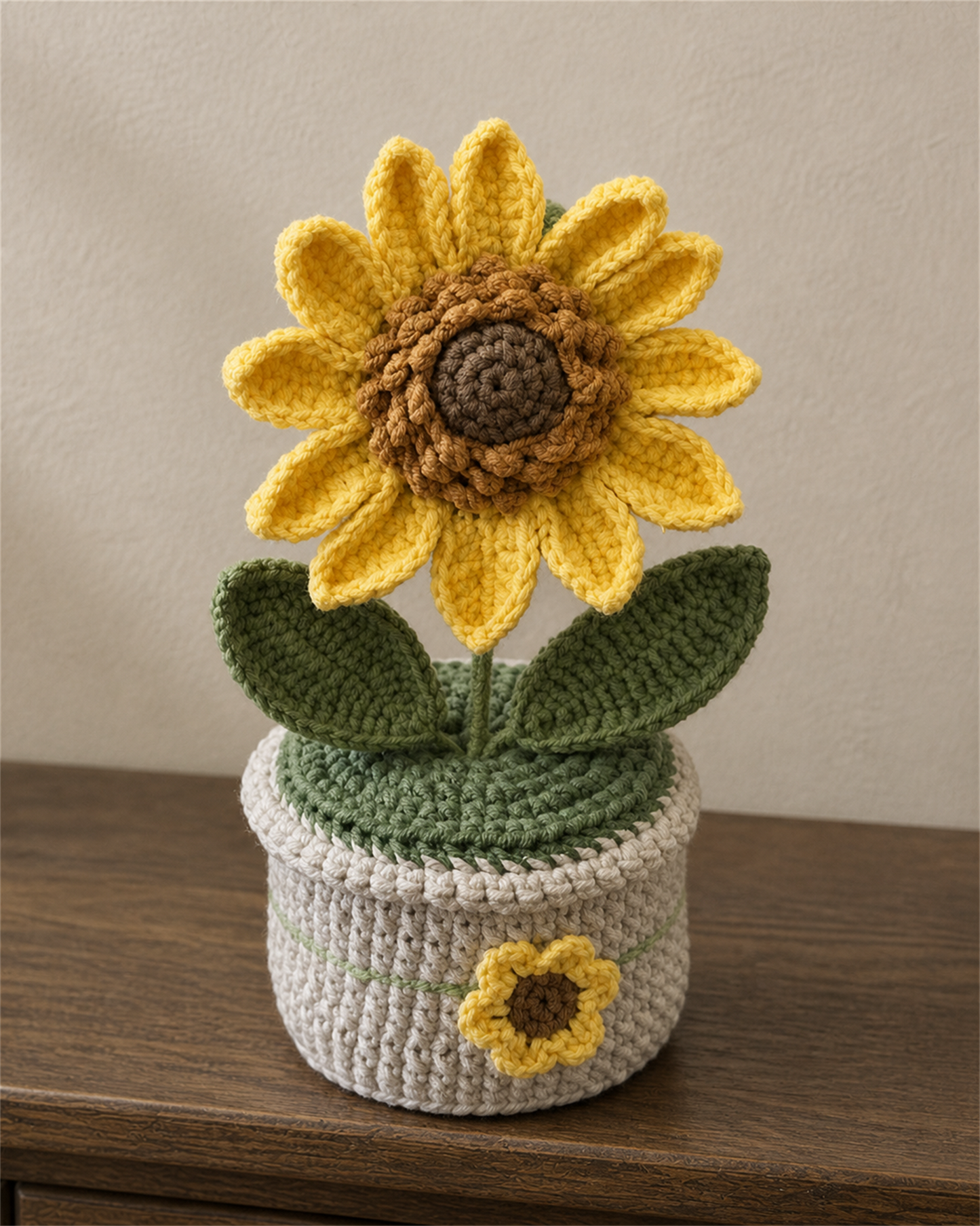 Medium Sunflower Crochet Potted Plant