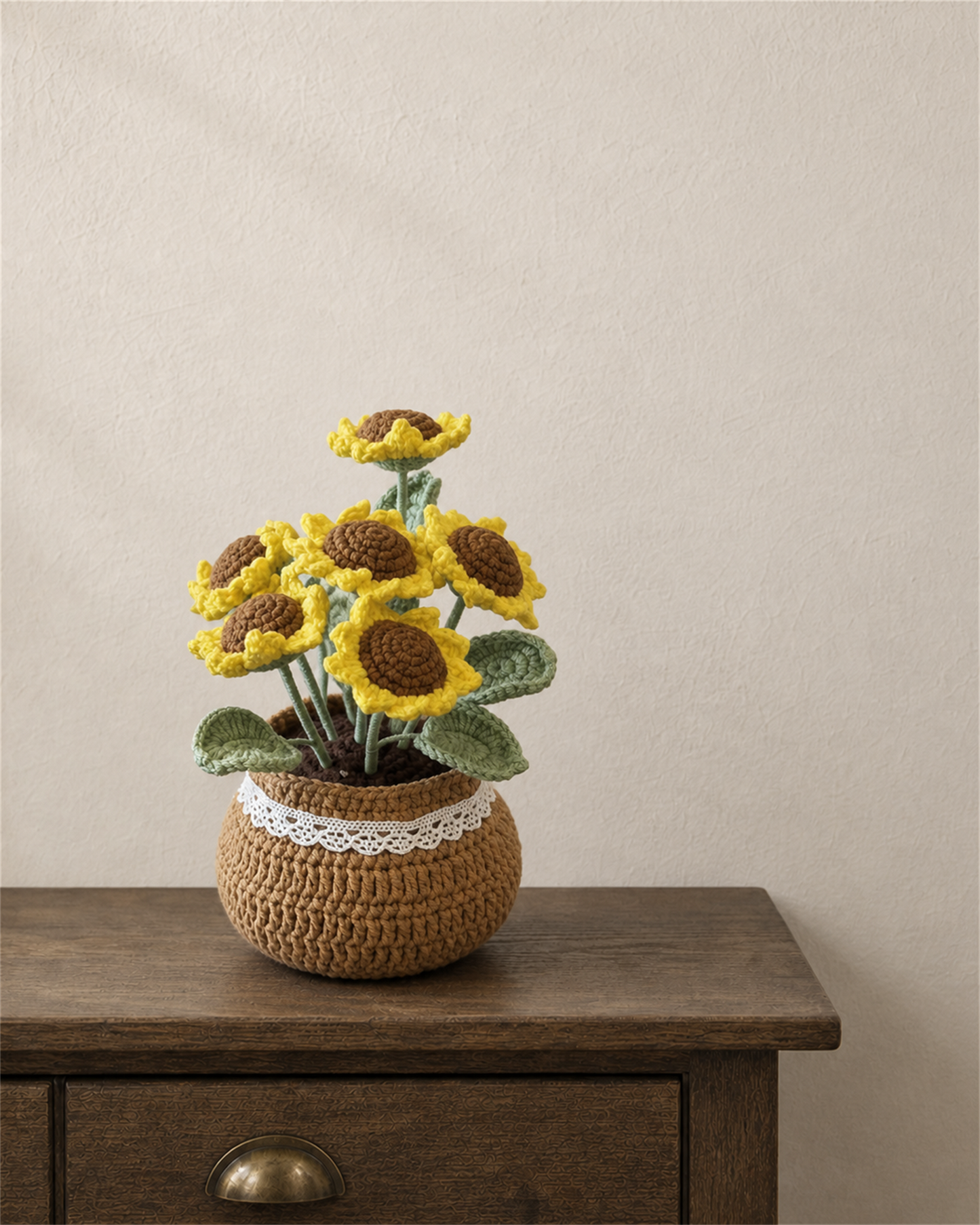 Sunflower Bouquet Crochet Potted Plant