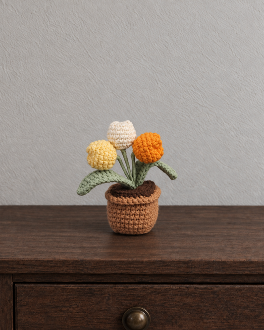 Sunset Tulip Trio Magnetic Mini Potted Plant