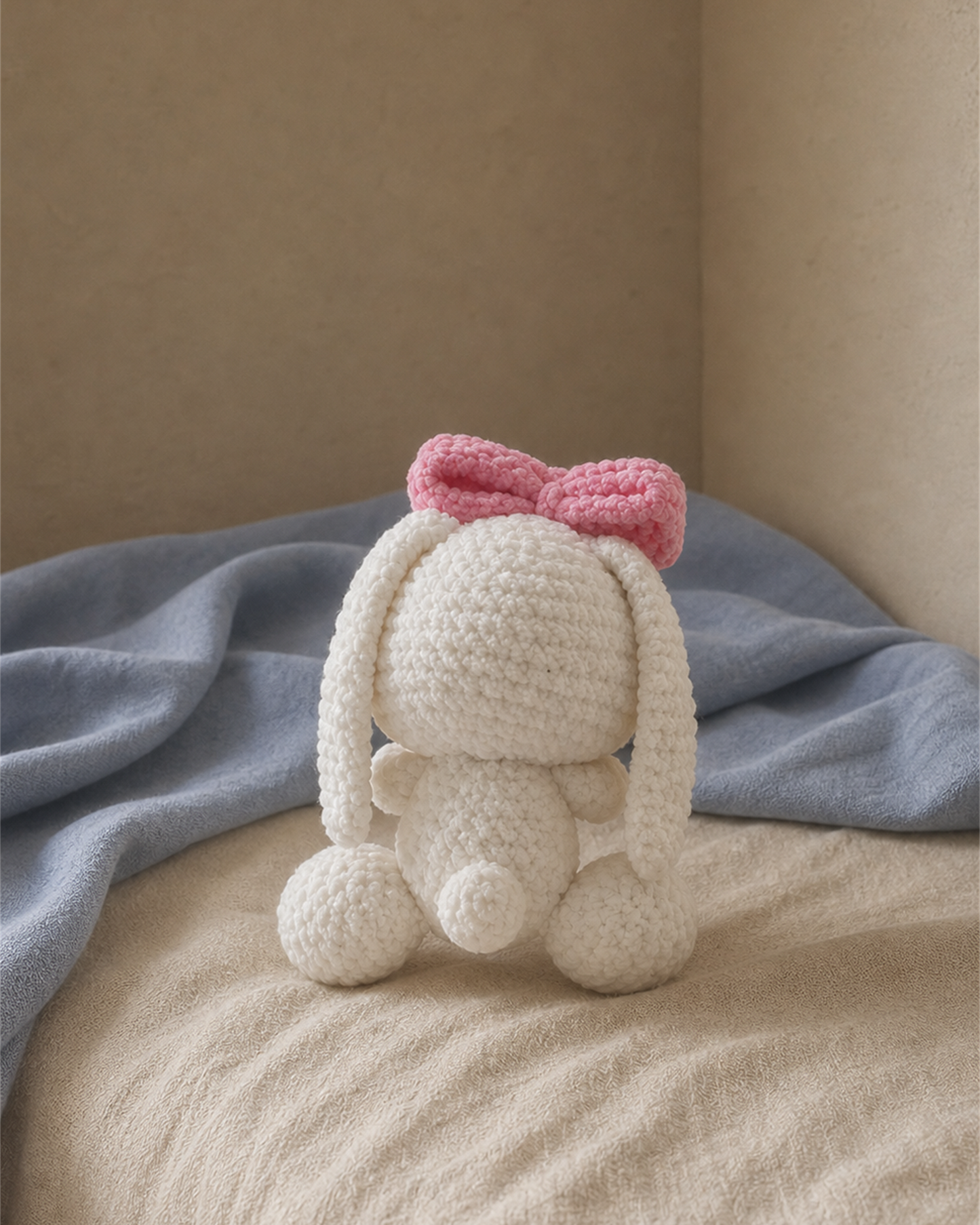 Rosy Bow Bunny Crochet Doll