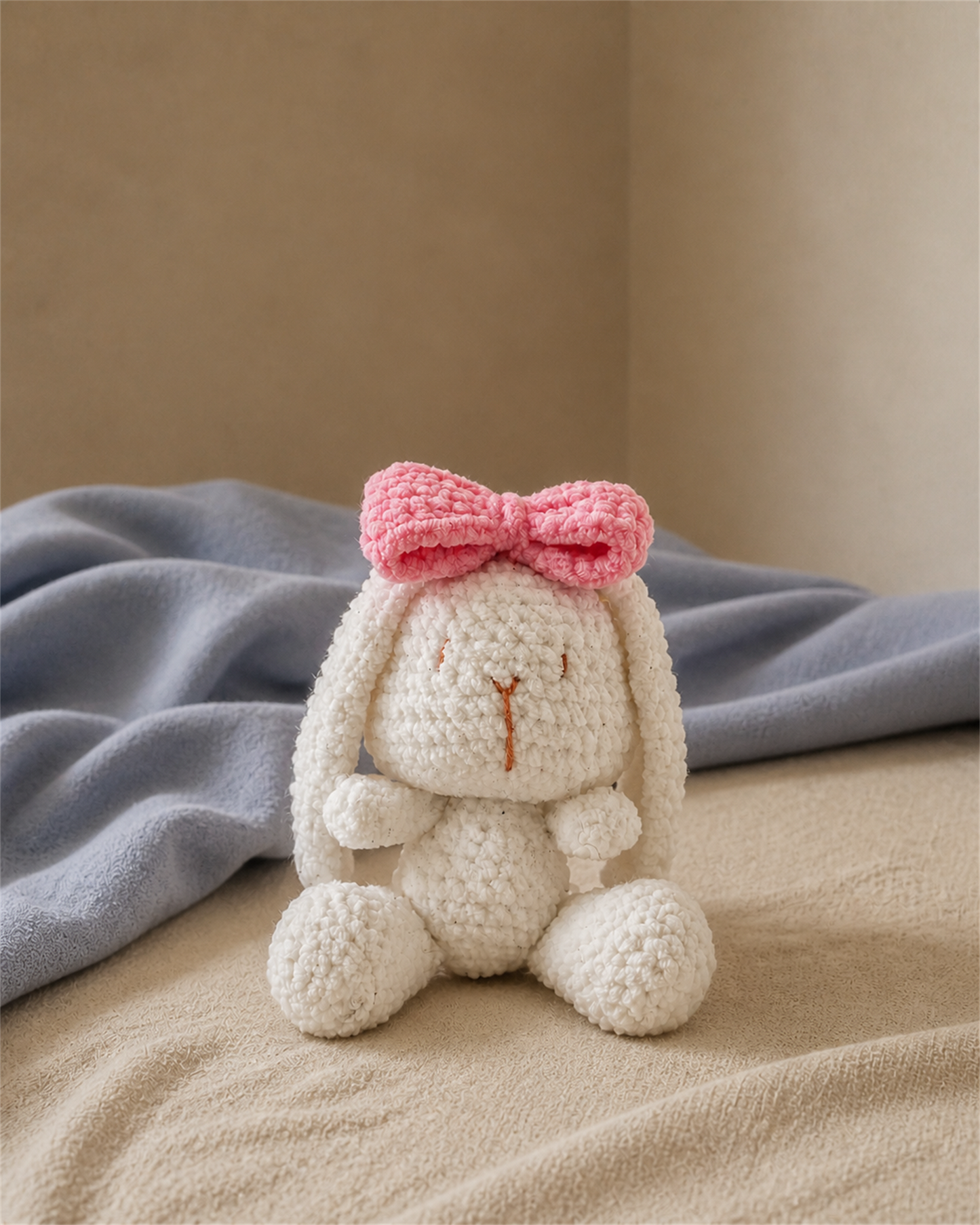 Rosy Bow Bunny Crochet Doll