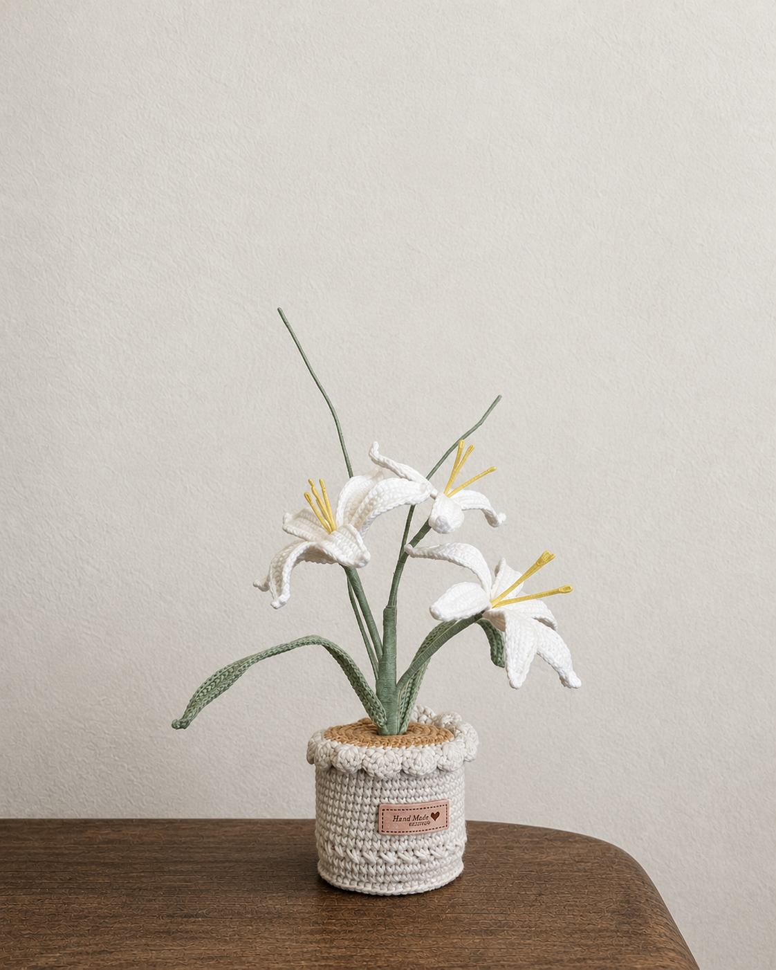 White Rain Lily Crochet Potted Plant
