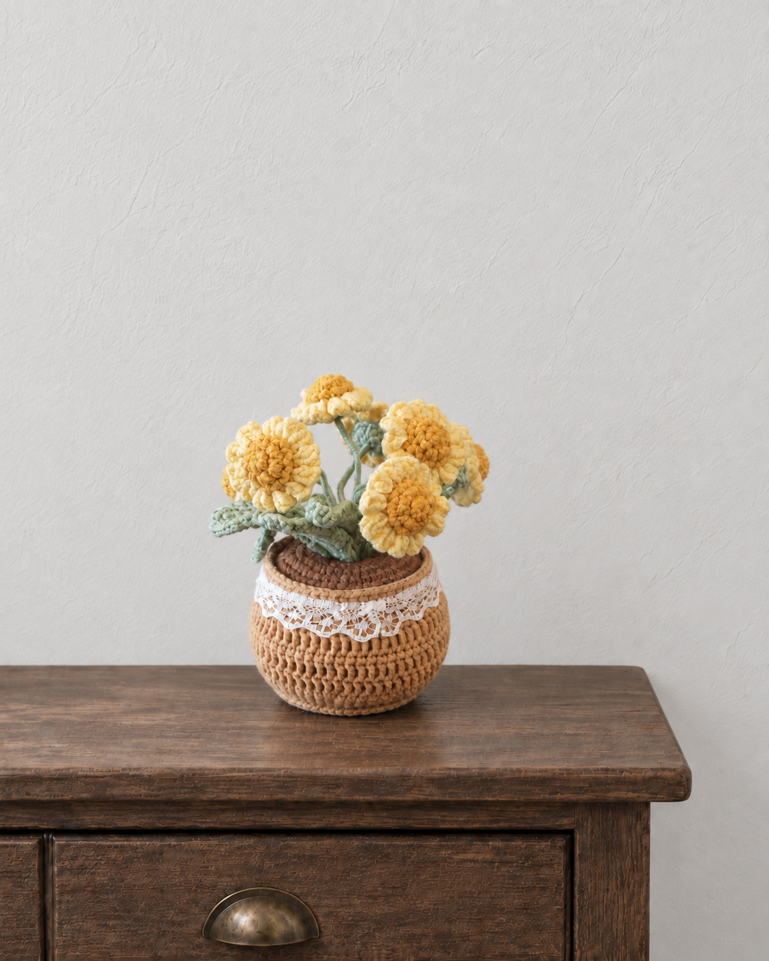 Yellow Daisy Crochet Pot