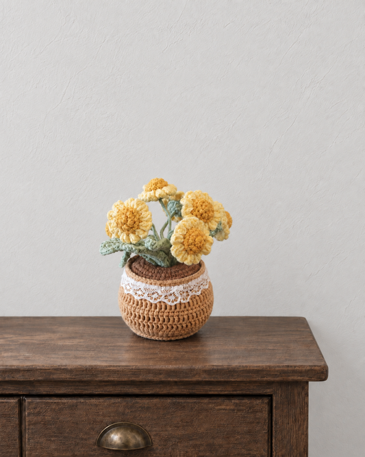 Yellow Daisy Crochet Pot